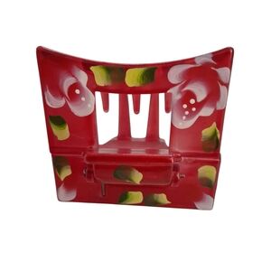 Hand-Painted Red Resin Hair Claw Clip -